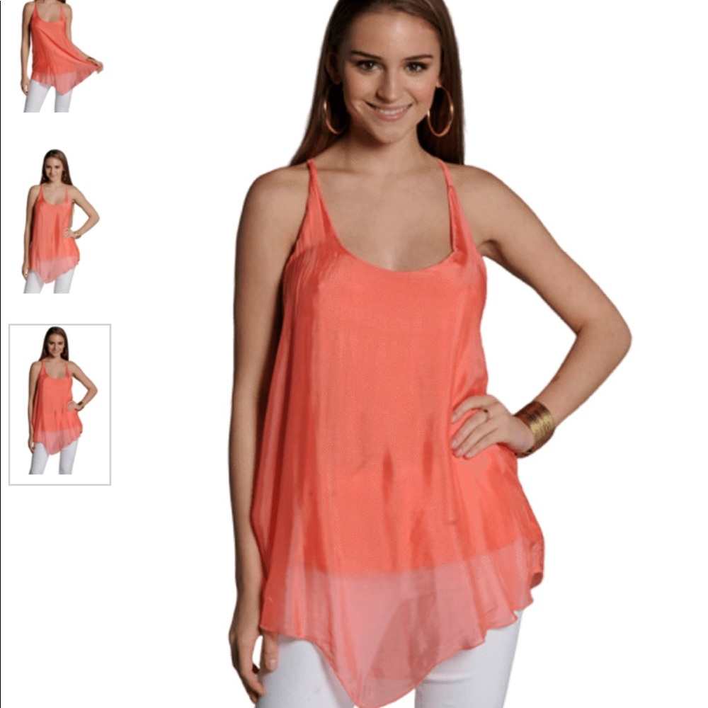 Sofia Silk Racer back Asymmetrical tank top